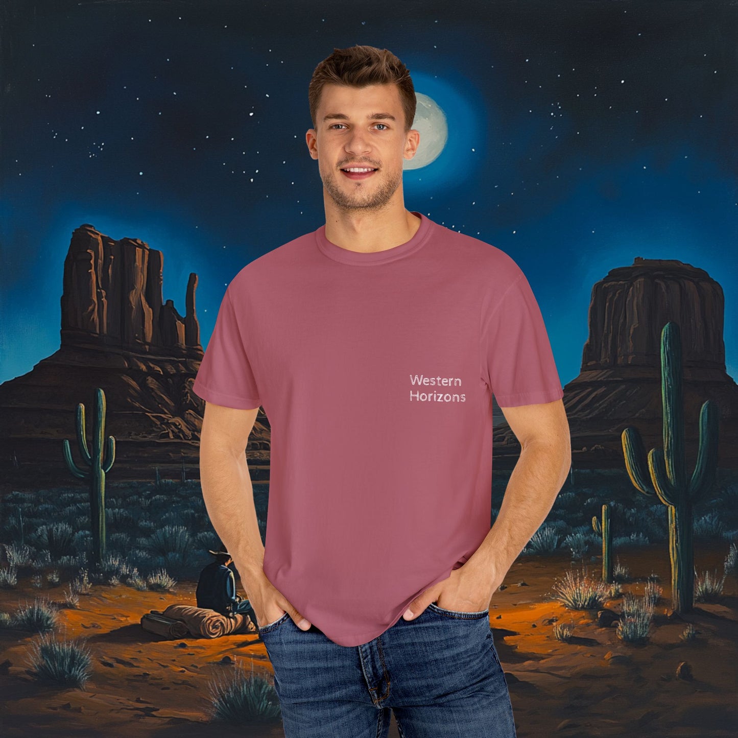 Moonlit Cowboy Campfire T-Shirt