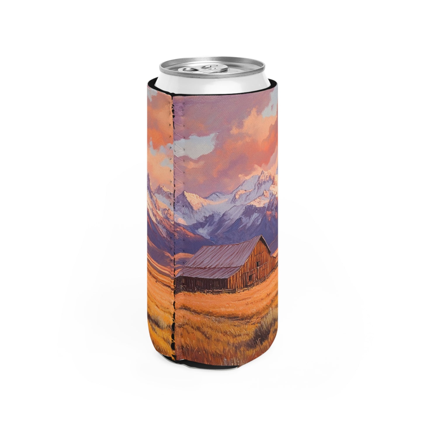 Rustic Prairie Barn Slim Can Koozie