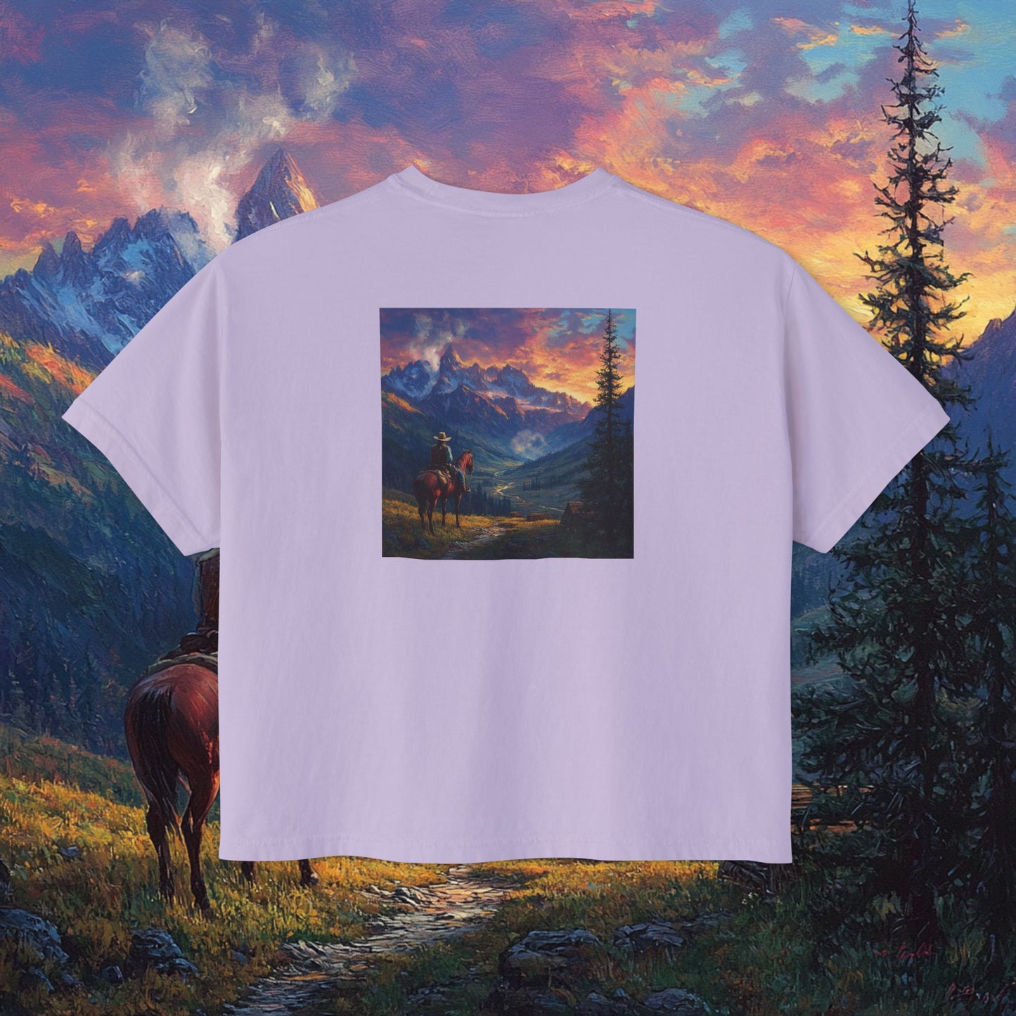 Rocky Mountain Cowboy Boxy Tee