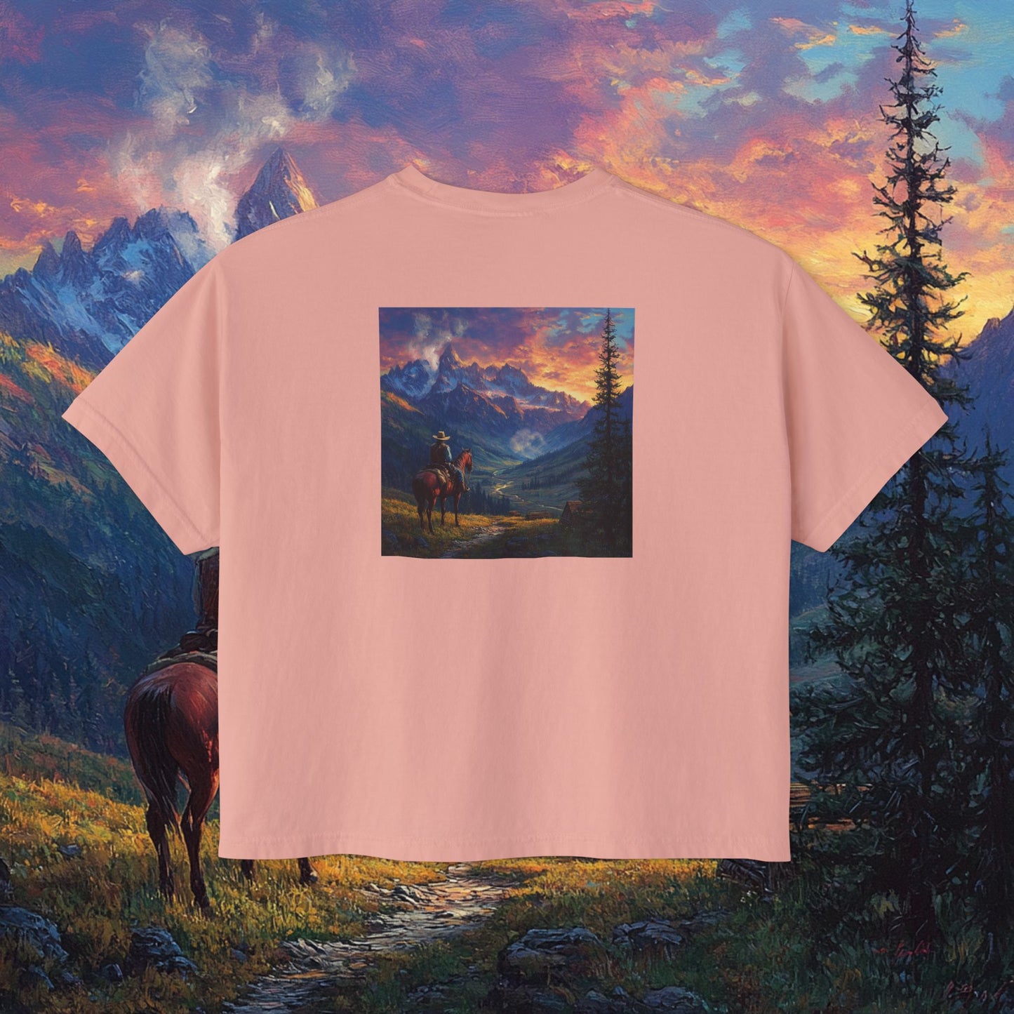 Rocky Mountain Cowboy Boxy Tee
