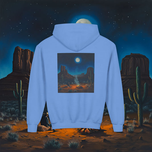 Moonlit Cowboy Campfire Kids Hoodie