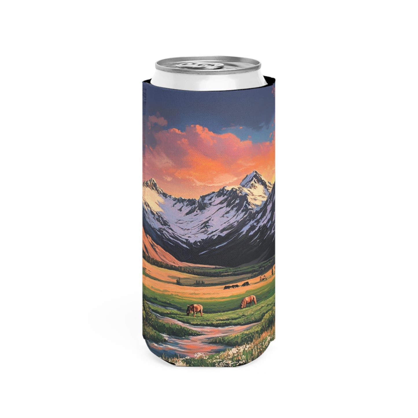 Horse Valley Sunset Slim Can Koozie