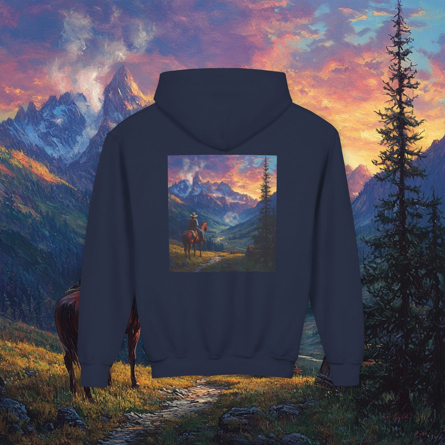 Rocky Mountain Cowboy Kids Hoodie