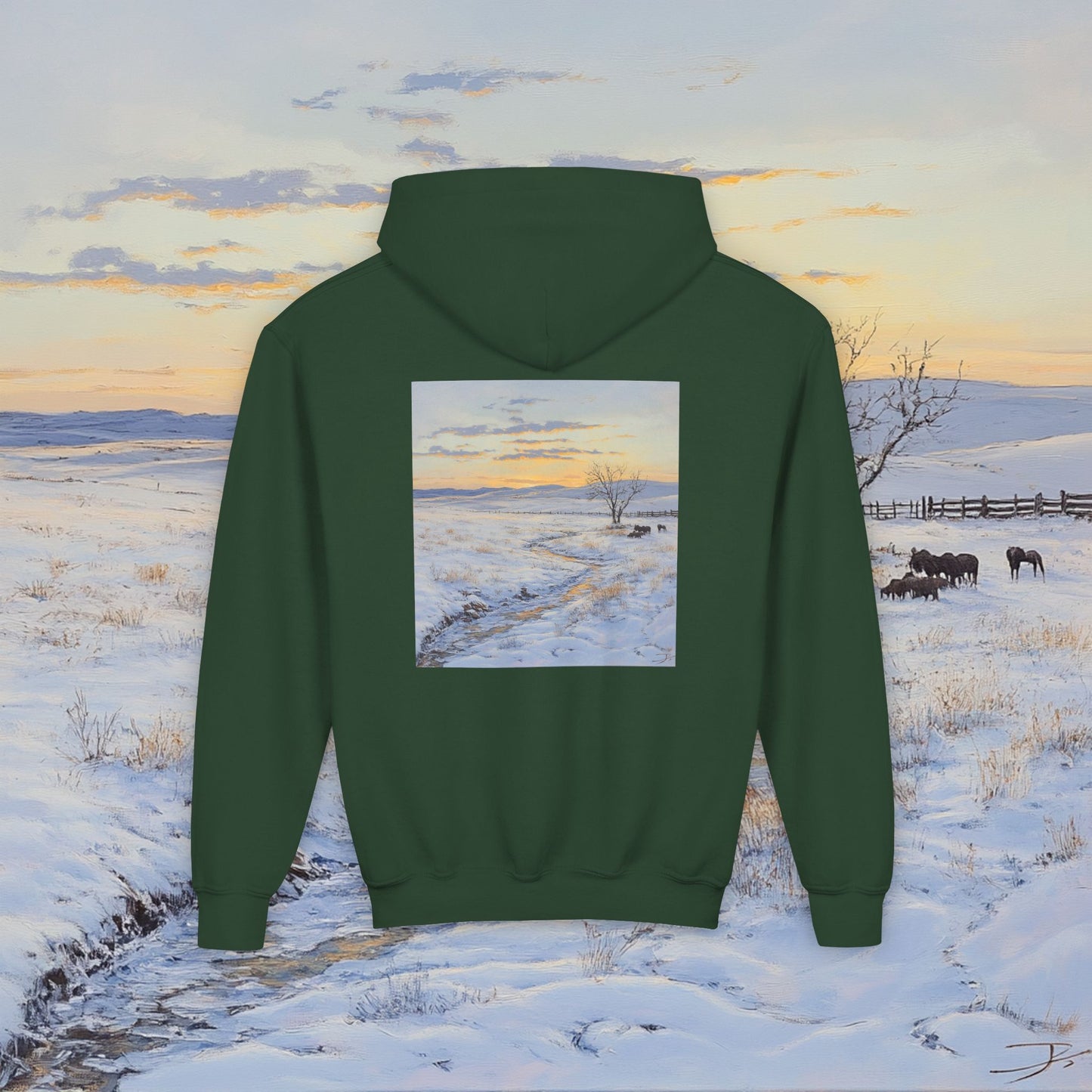 Winter Western Plains Kids Hoodie