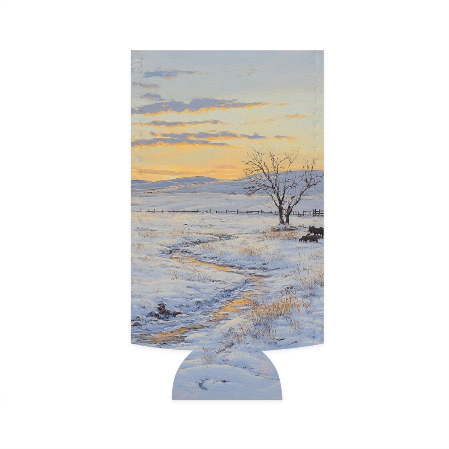 Winter Western Plains Slim Can Koozie