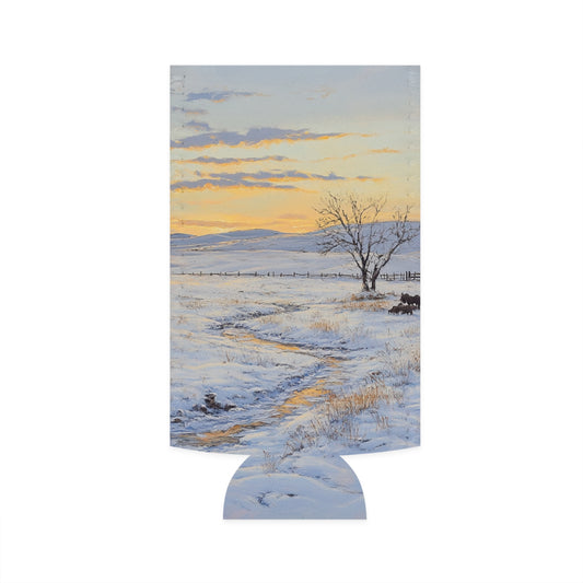 Winter Western Plains Slim Can Koozie