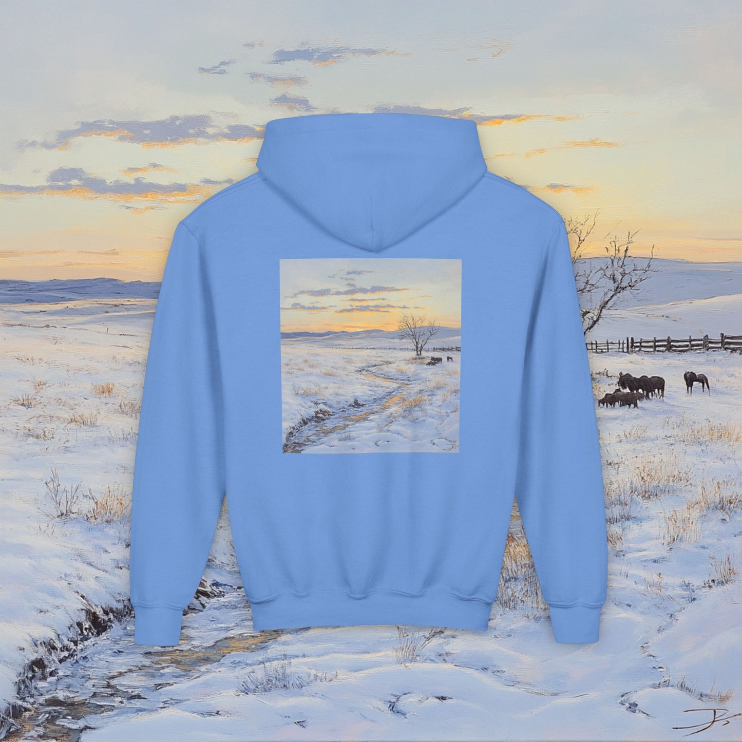 Winter Western Plains Kids Hoodie