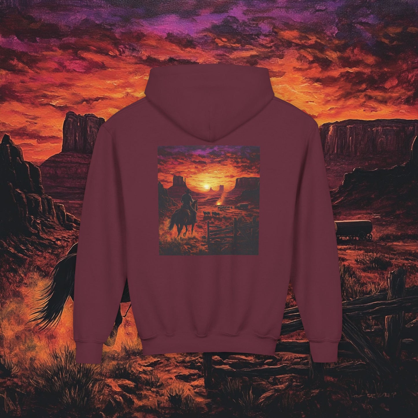 Cowboy Sunset Kids Hoodie
