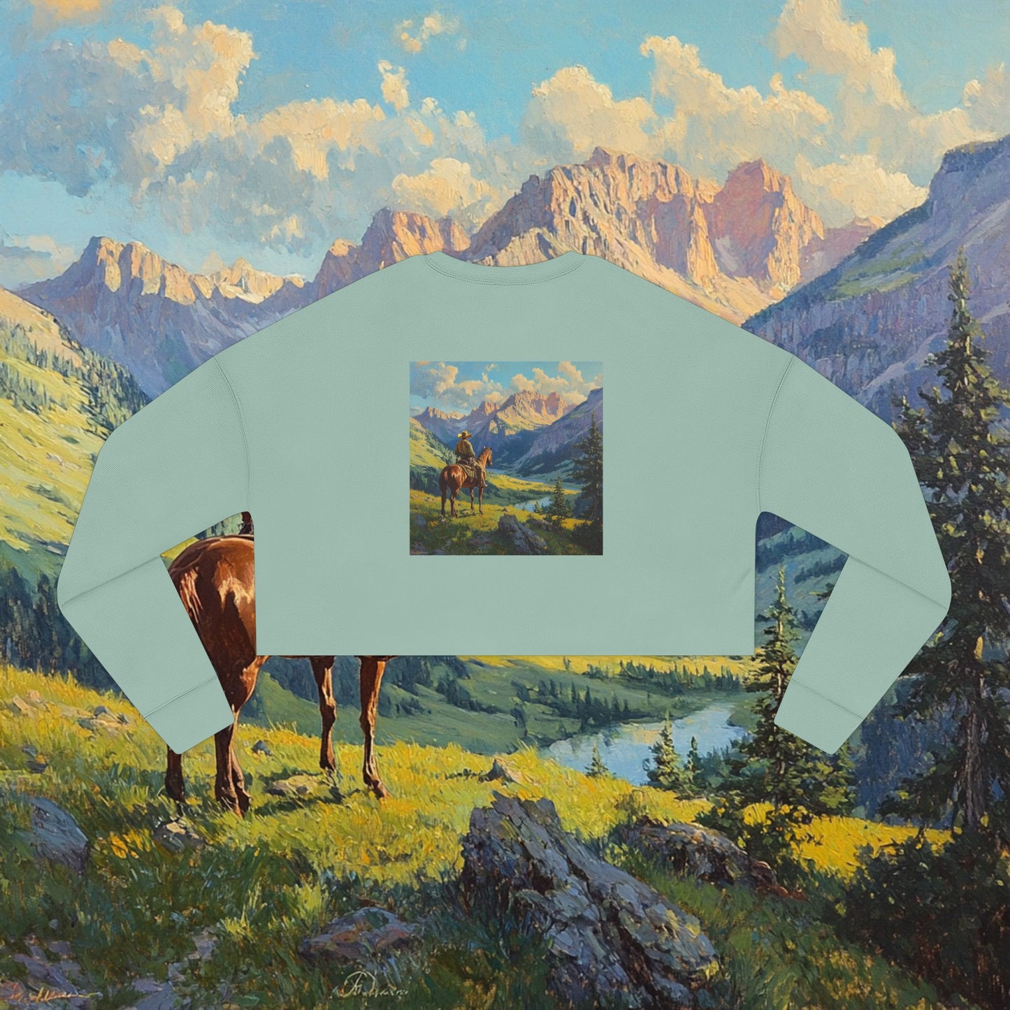 Starin' Cowboy Crop Sweatshirt