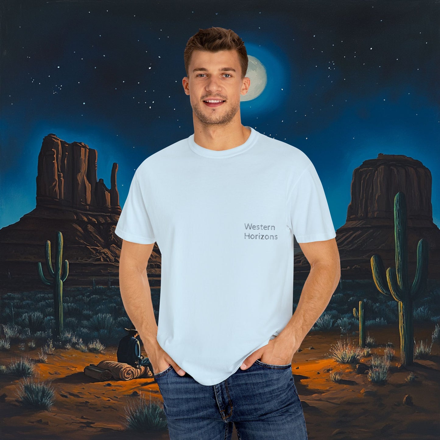 Moonlit Cowboy Campfire T-Shirt
