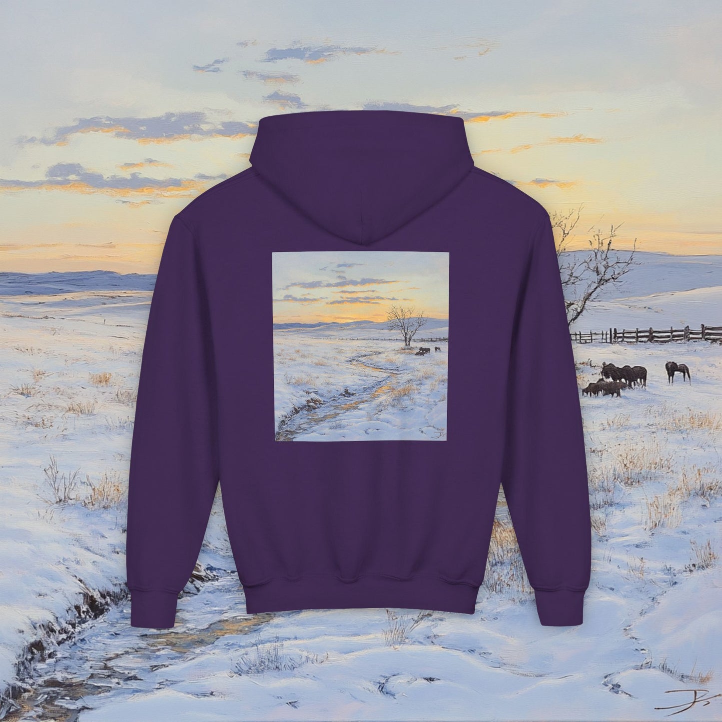 Winter Western Plains Kids Hoodie