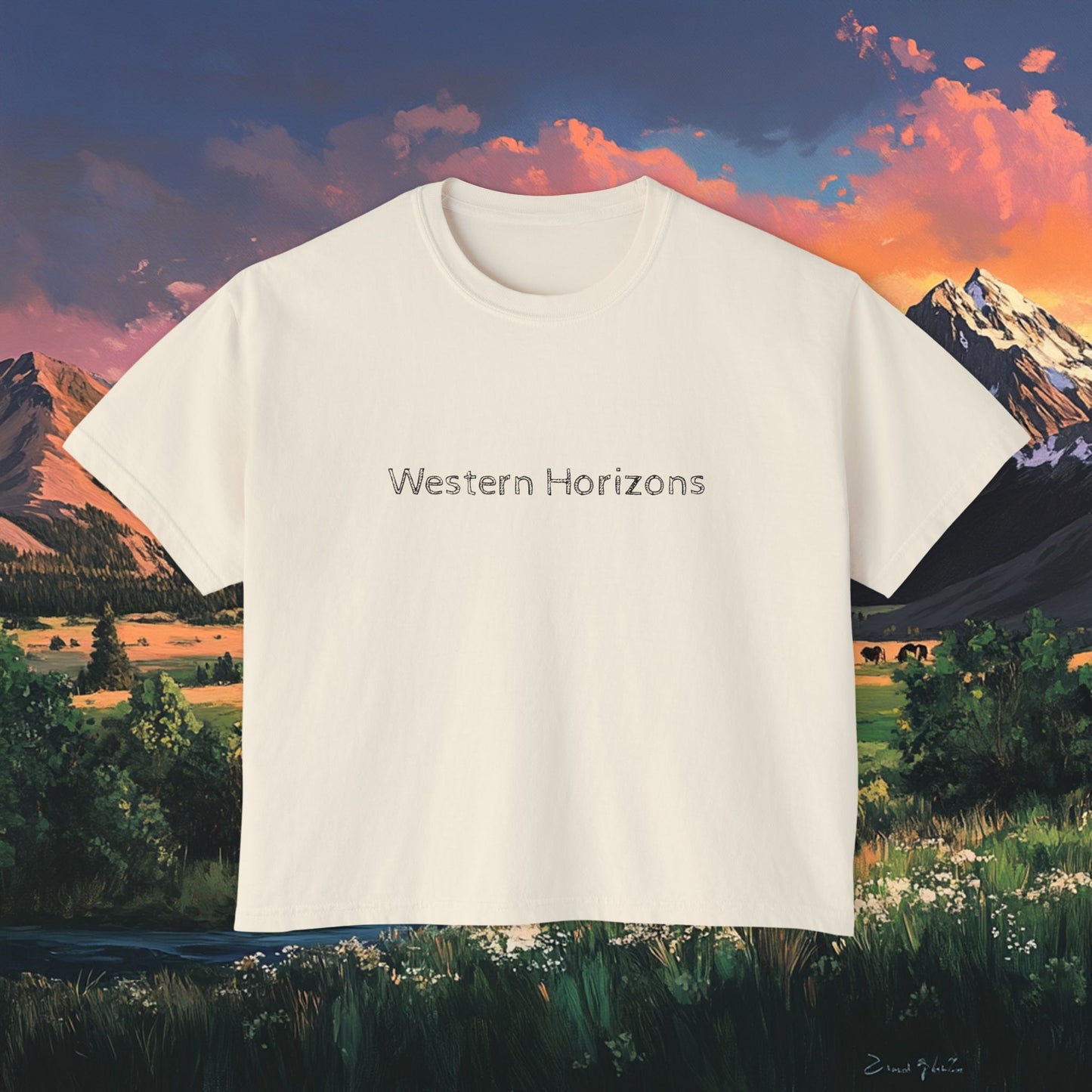 Horse Valley Sunset Boxy Tee