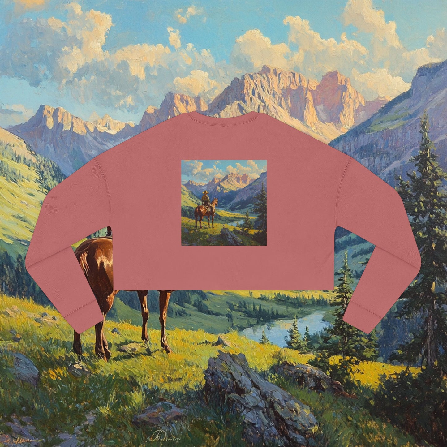 Starin' Cowboy Crop Sweatshirt