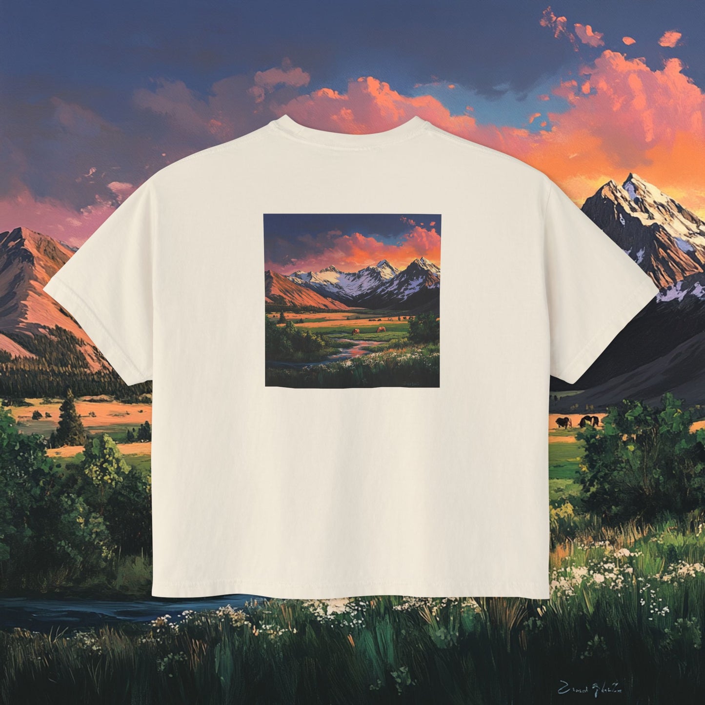 Horse Valley Sunset Boxy Tee