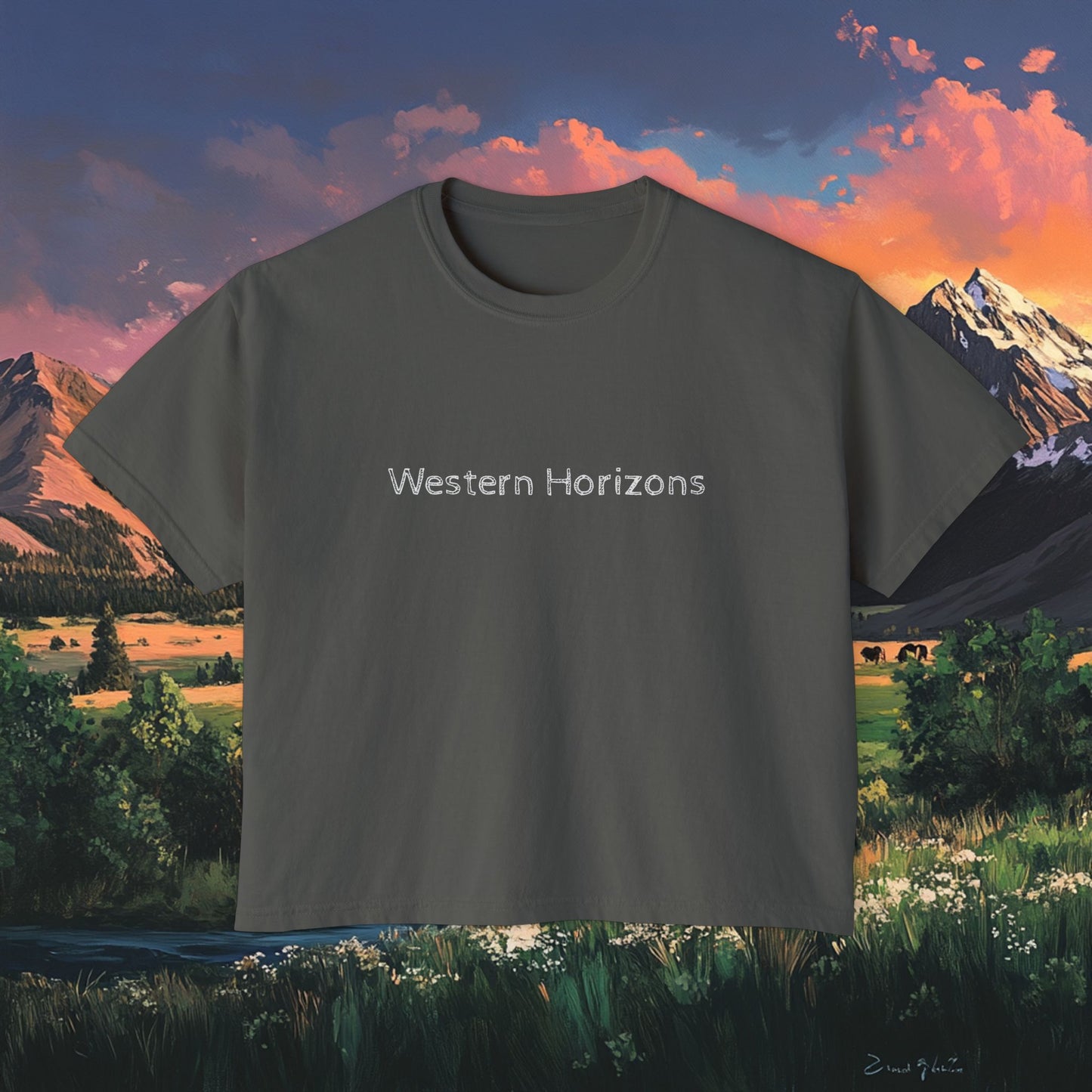 Horse Valley Sunset Boxy Tee