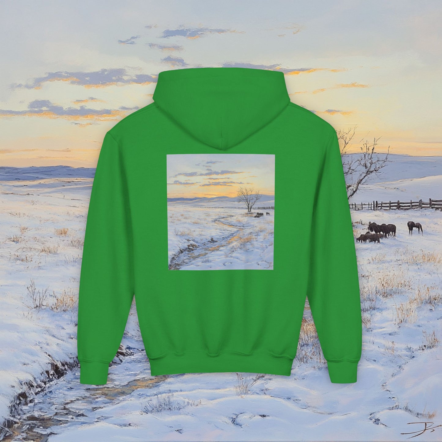 Winter Western Plains Kids Hoodie