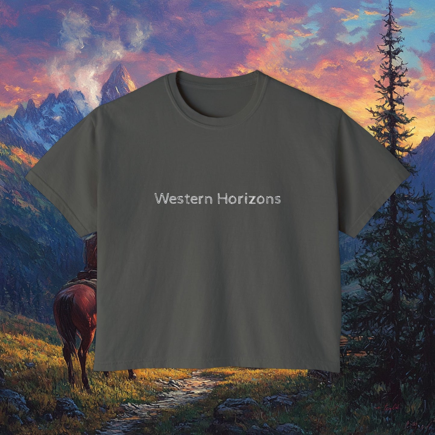 Rocky Mountain Cowboy Boxy Tee