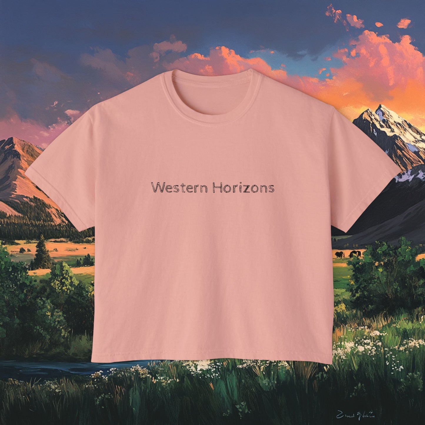 Horse Valley Sunset Boxy Tee