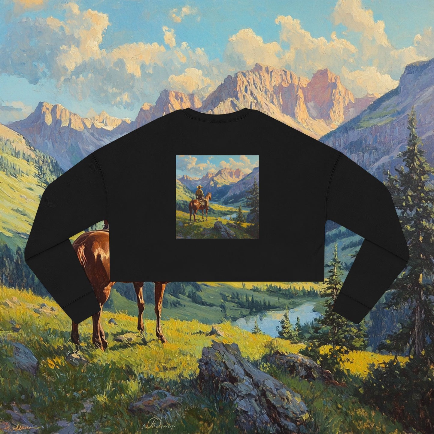 Starin' Cowboy Crop Sweatshirt