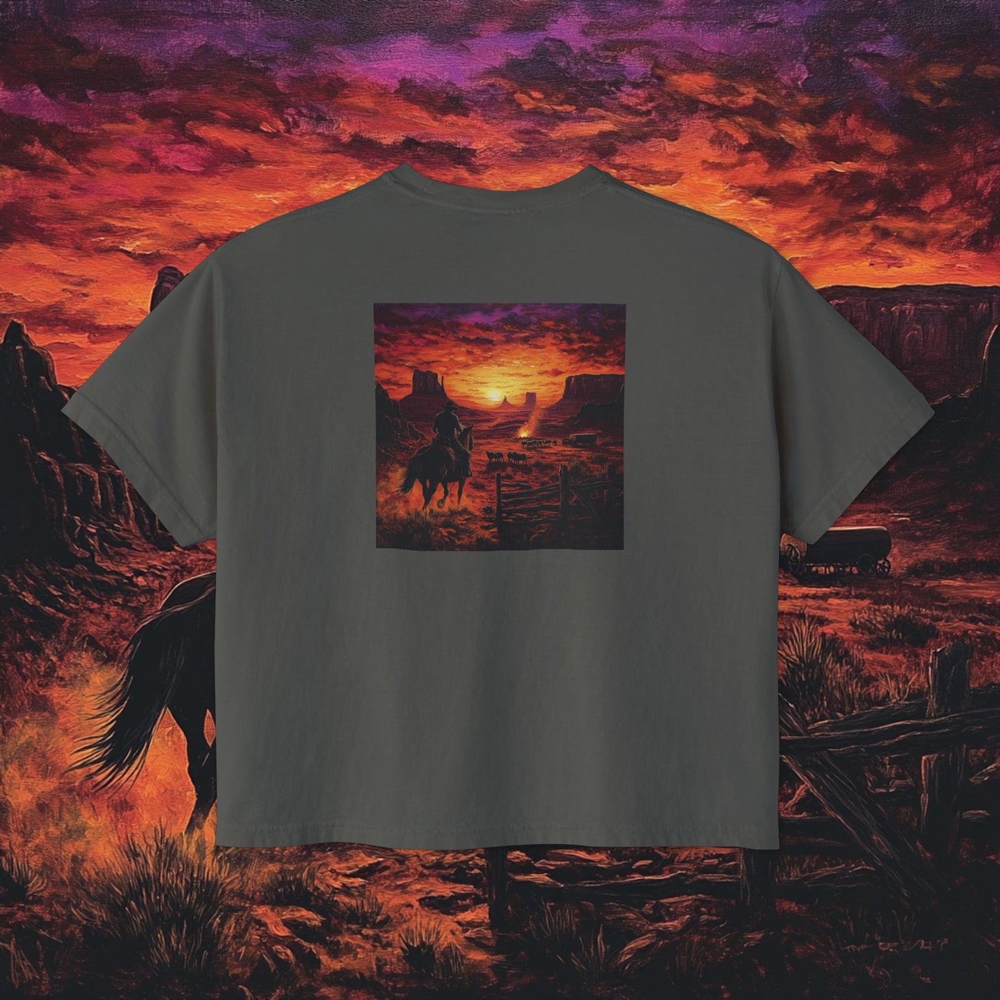 Cowboy Sunset Boxy Tee