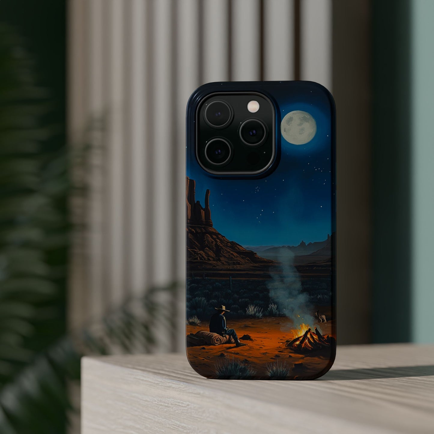 Moonlit Cowboy Campfire Phone Case