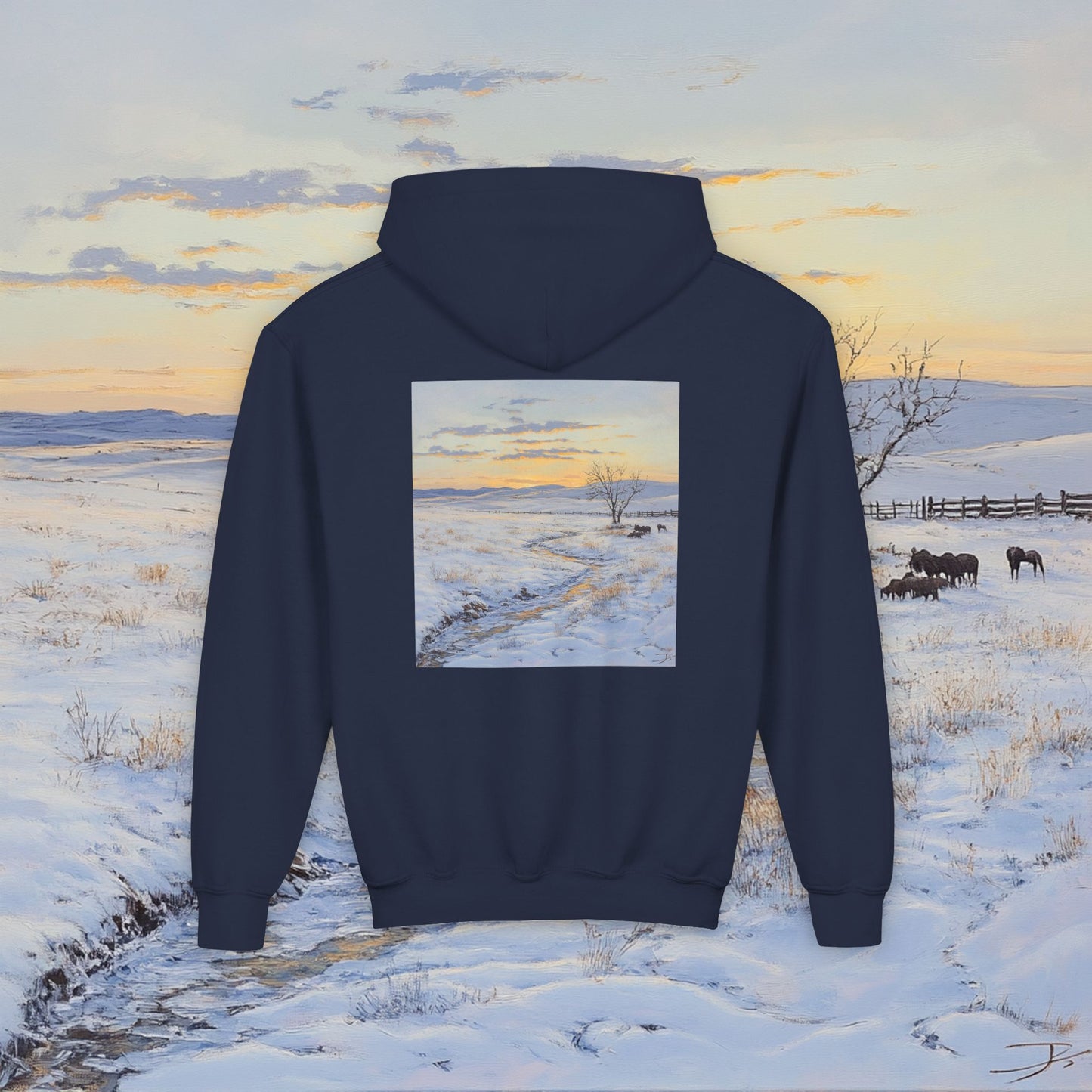 Winter Western Plains Kids Hoodie