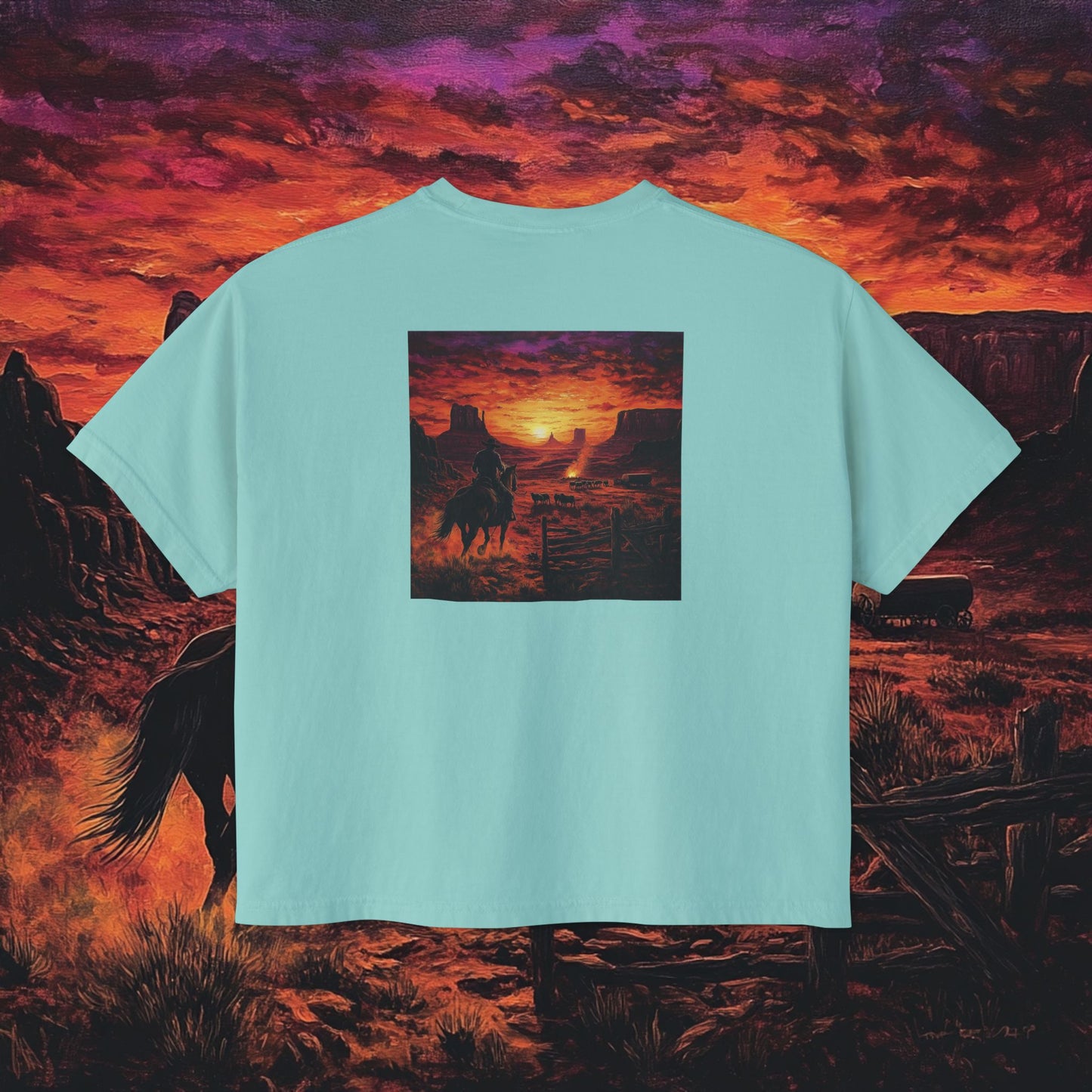 Cowboy Sunset Boxy Tee