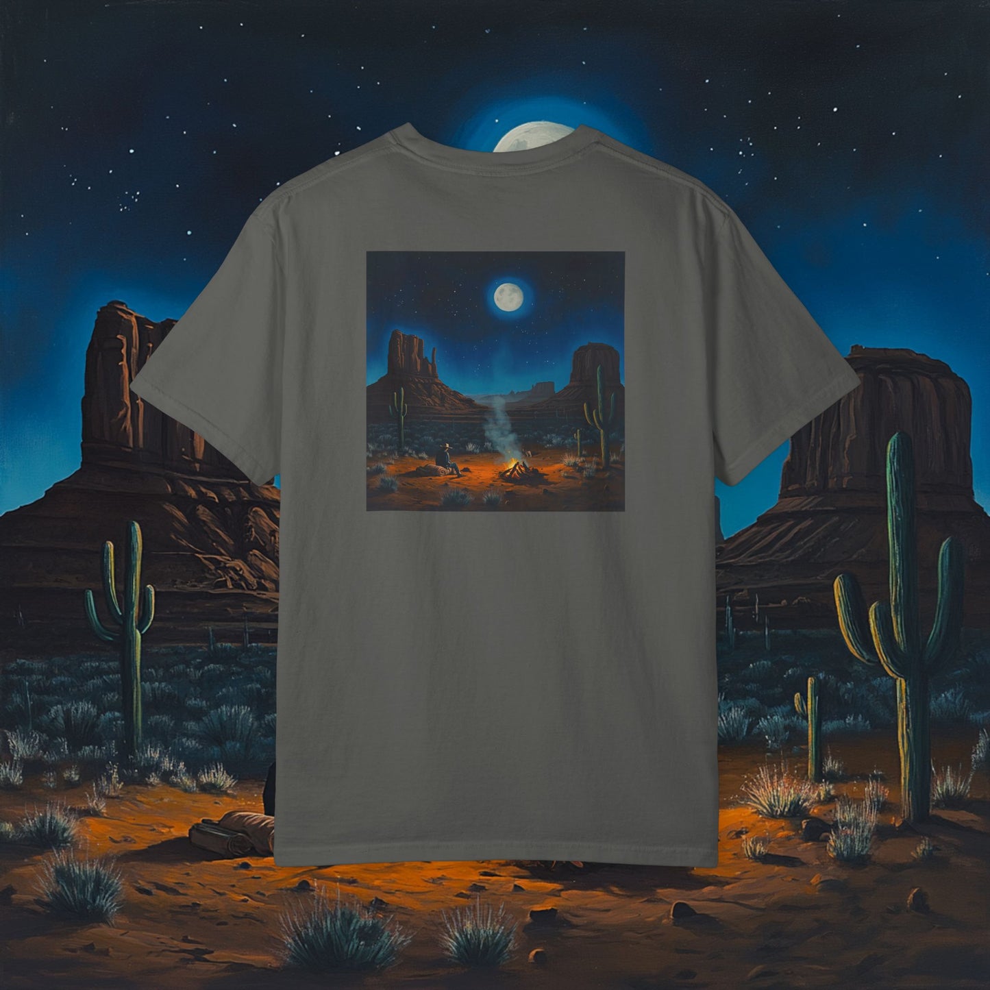 Moonlit Cowboy Campfire T-Shirt