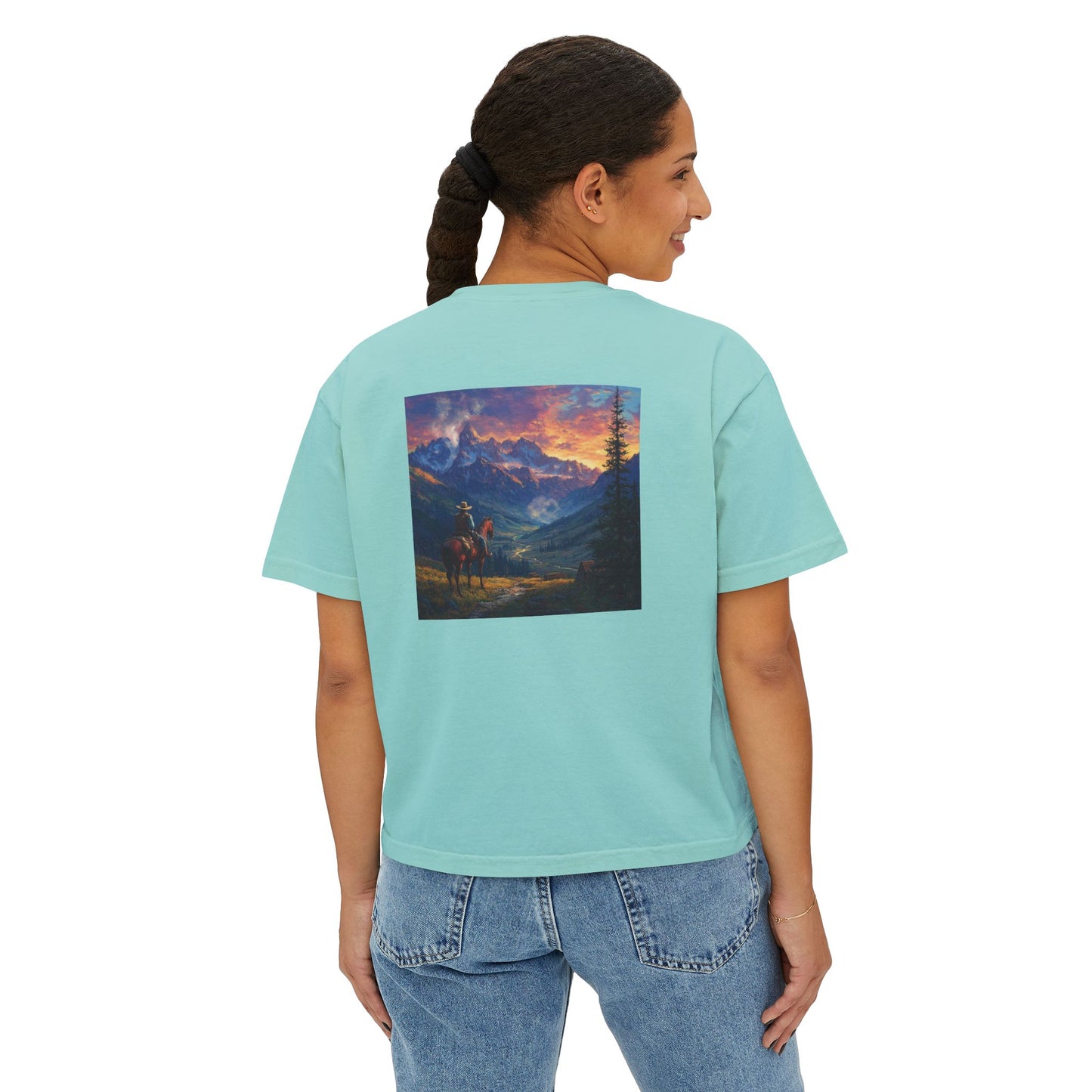 Rocky Mountain Cowboy Boxy Tee