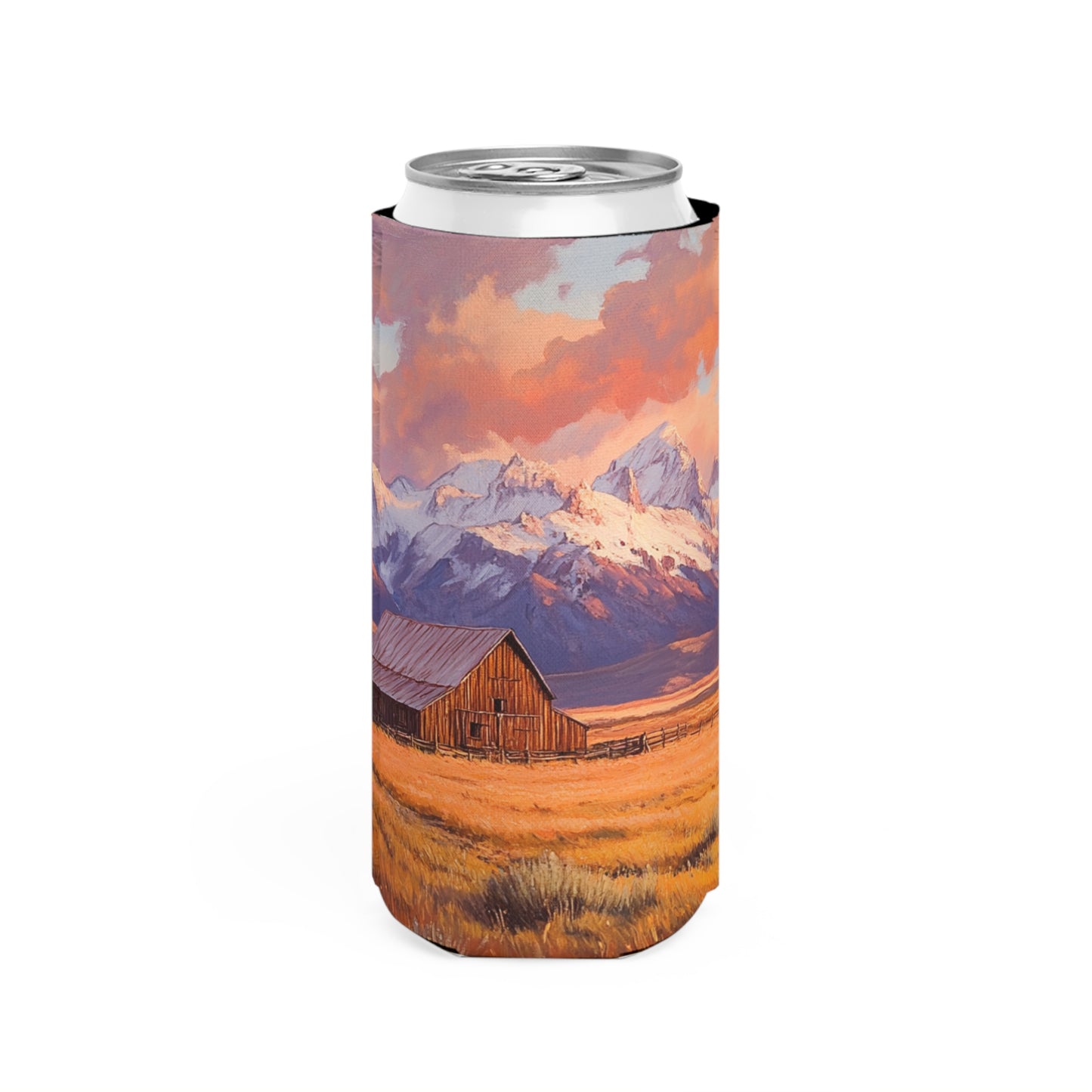Rustic Prairie Barn Slim Can Koozie