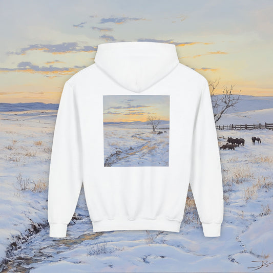 Winter Western Plains Kids Hoodie