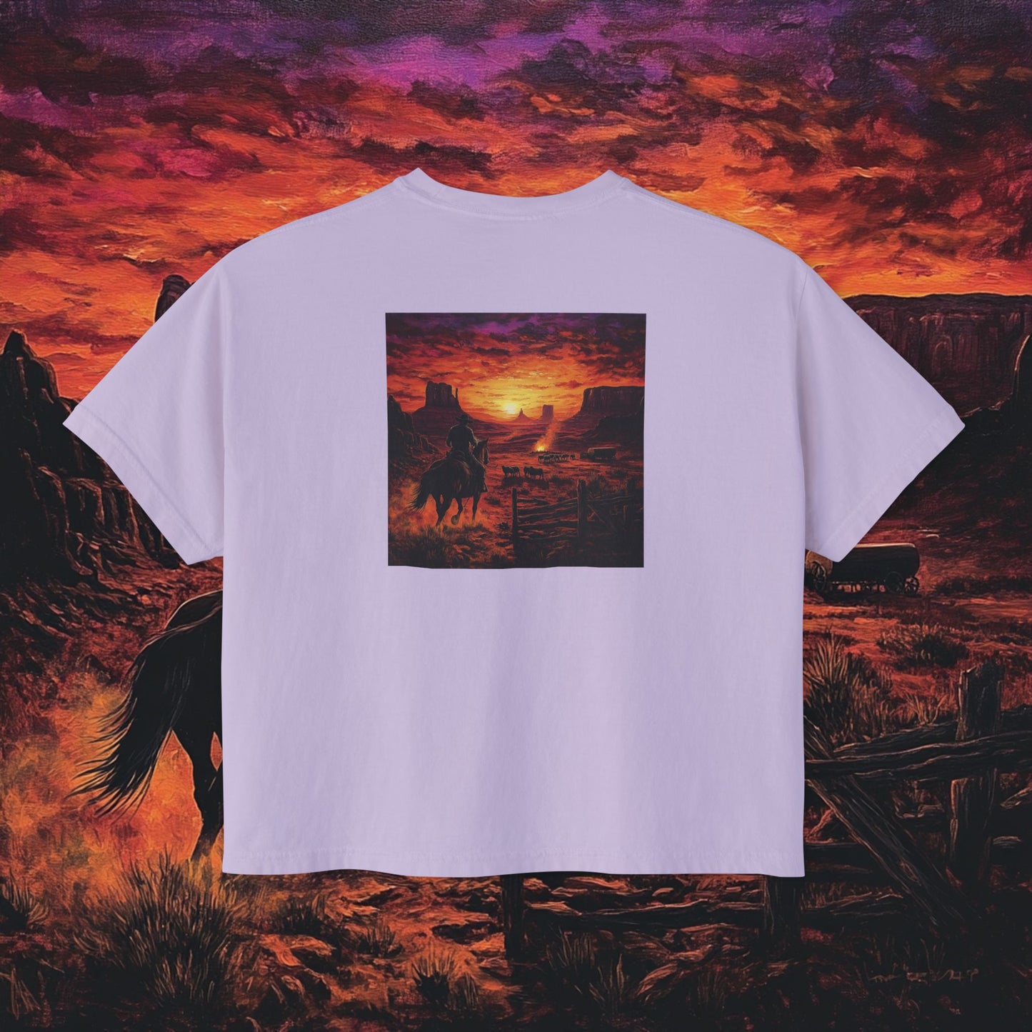 Cowboy Sunset Boxy Tee