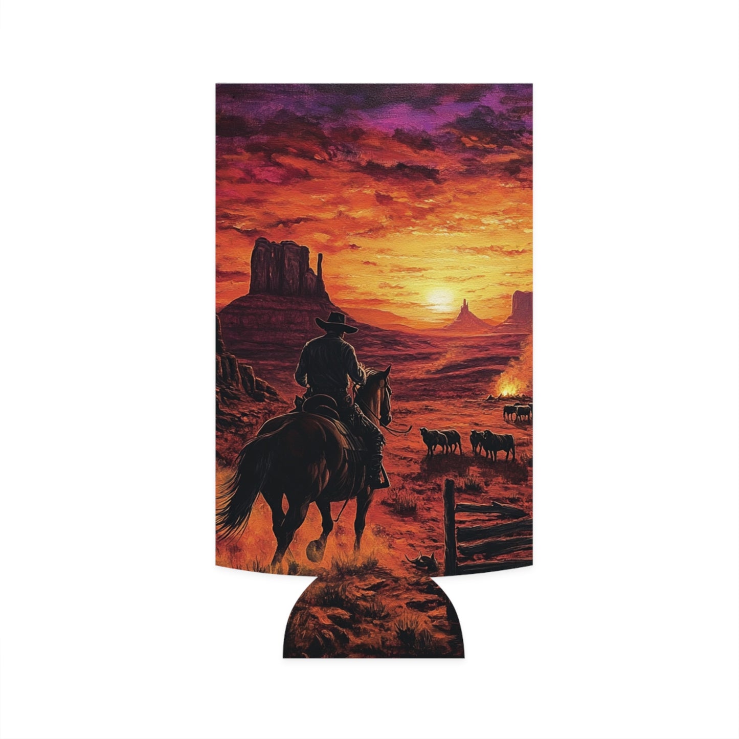 Cowboy Sunset Slim Can Koozie