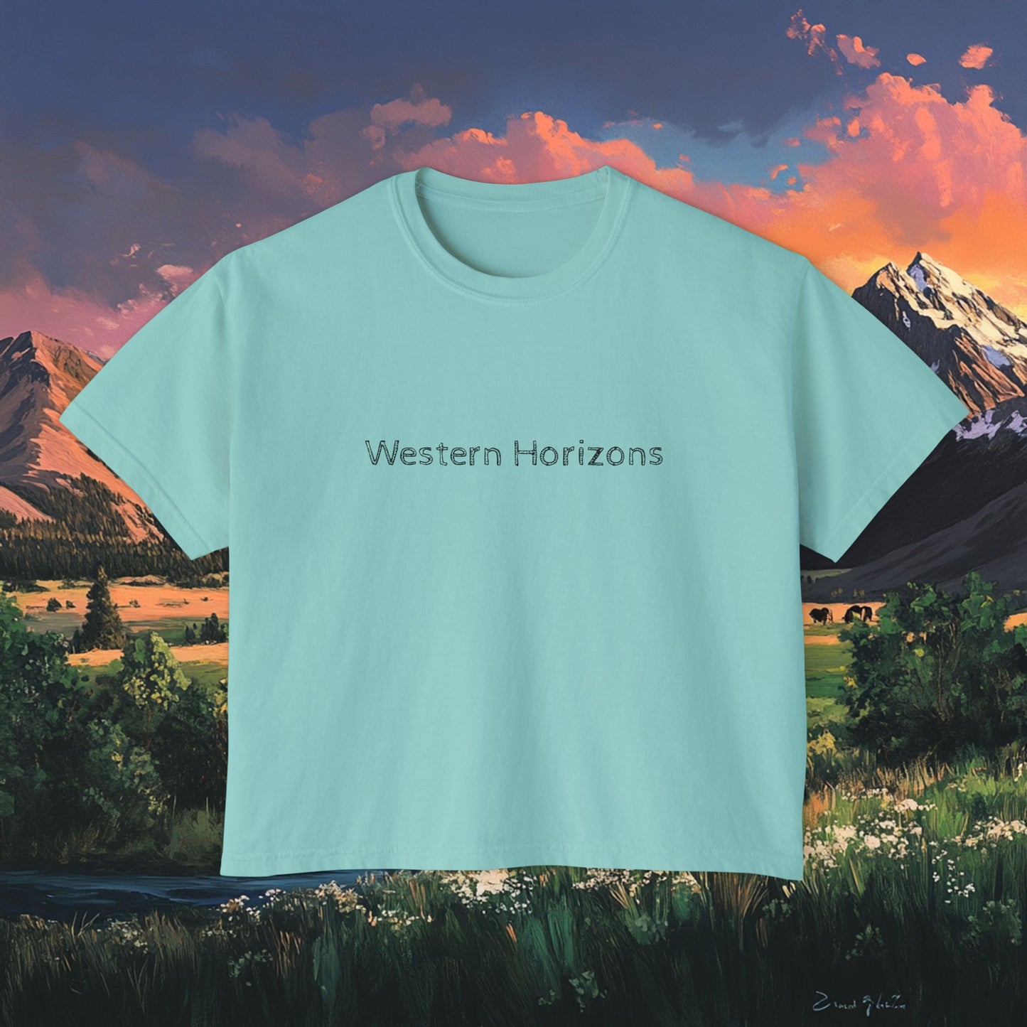 Horse Valley Sunset Boxy Tee