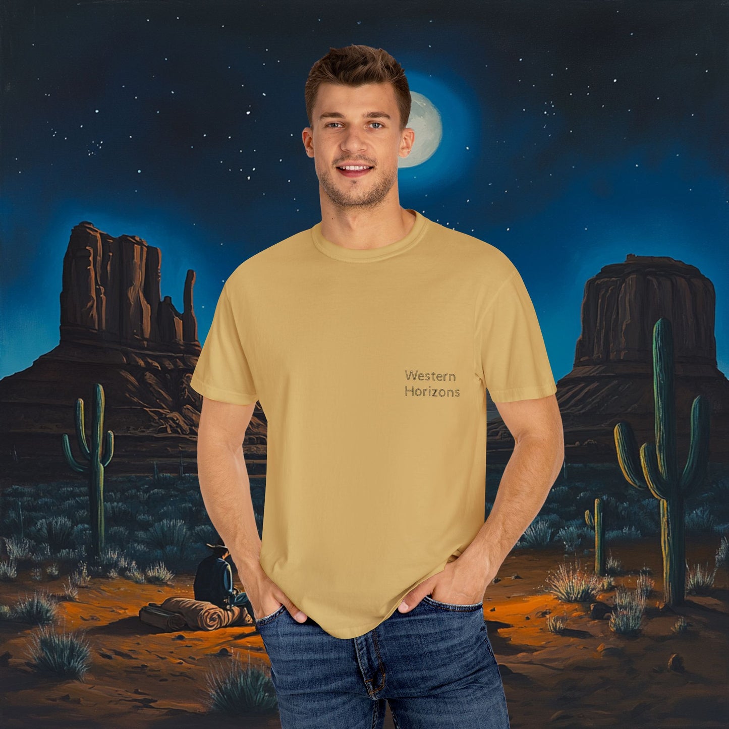 Moonlit Cowboy Campfire T-Shirt