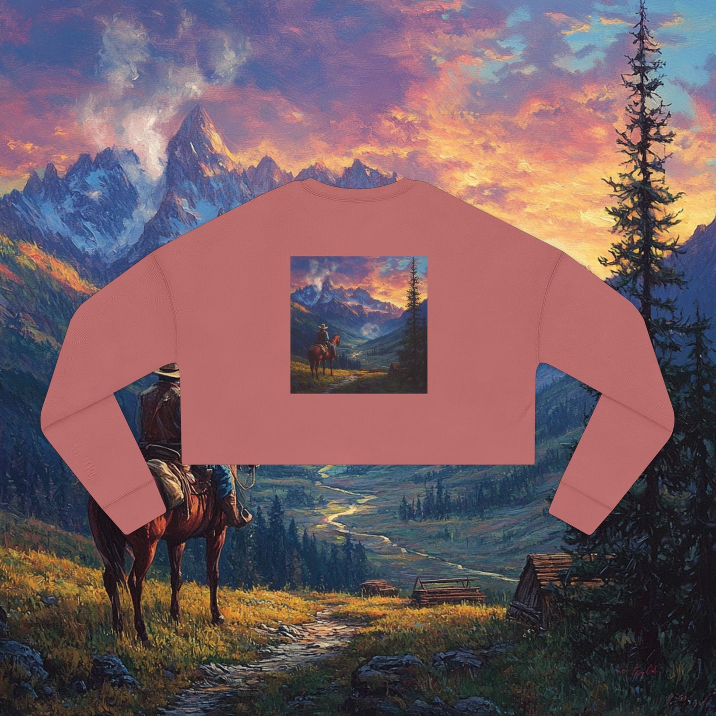 Rocky Mountain Cowboy Crop Sweatshirt