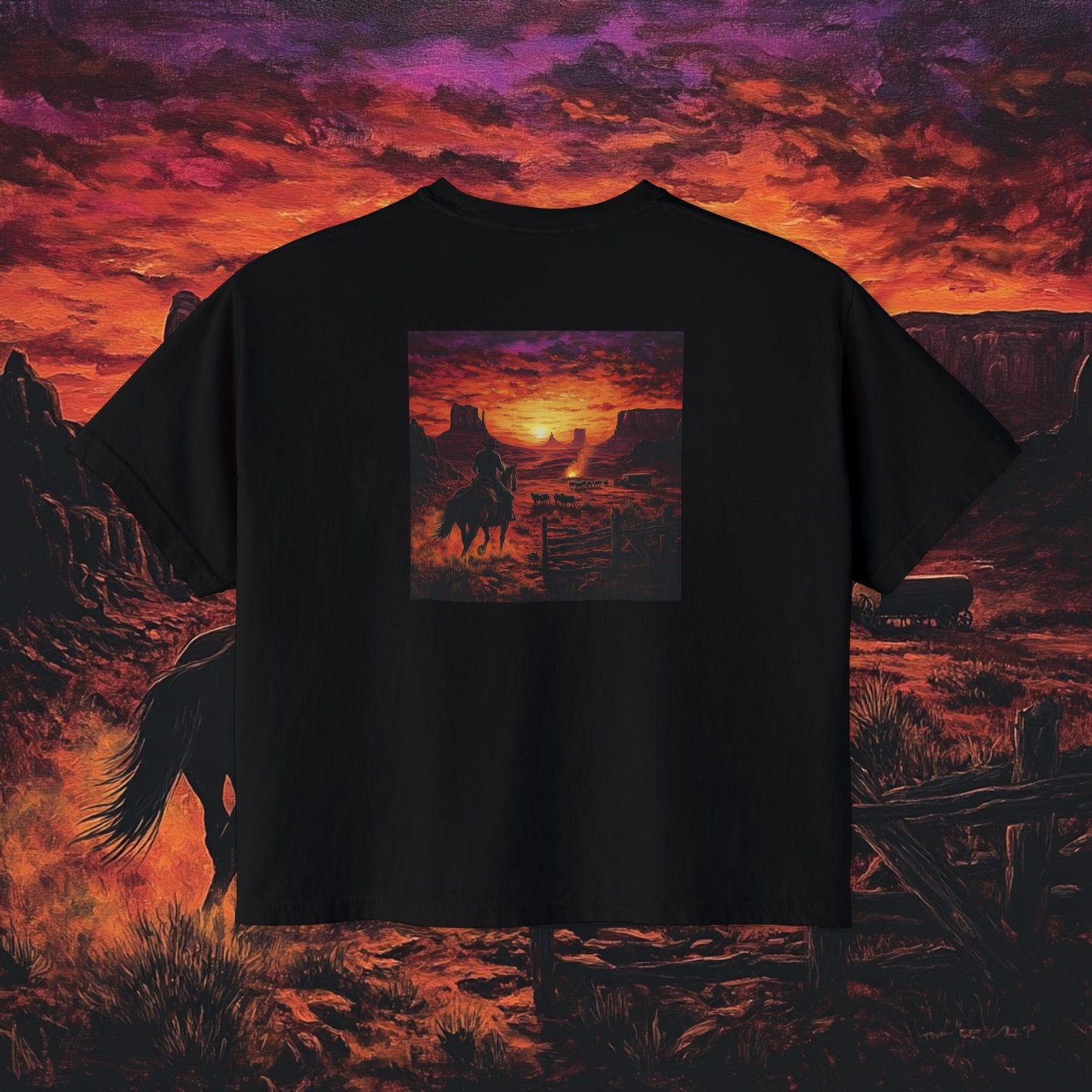 Cowboy Sunset Boxy Tee