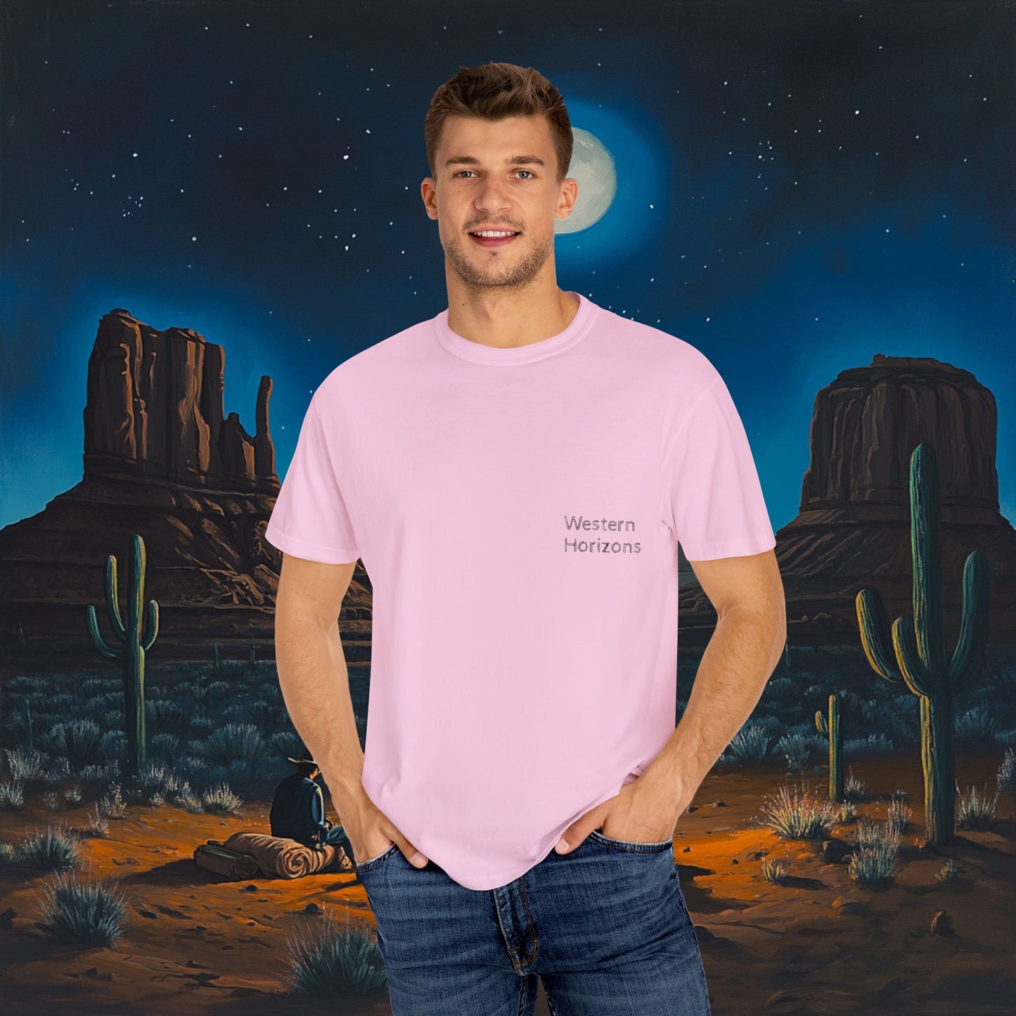 Moonlit Cowboy Campfire T-Shirt