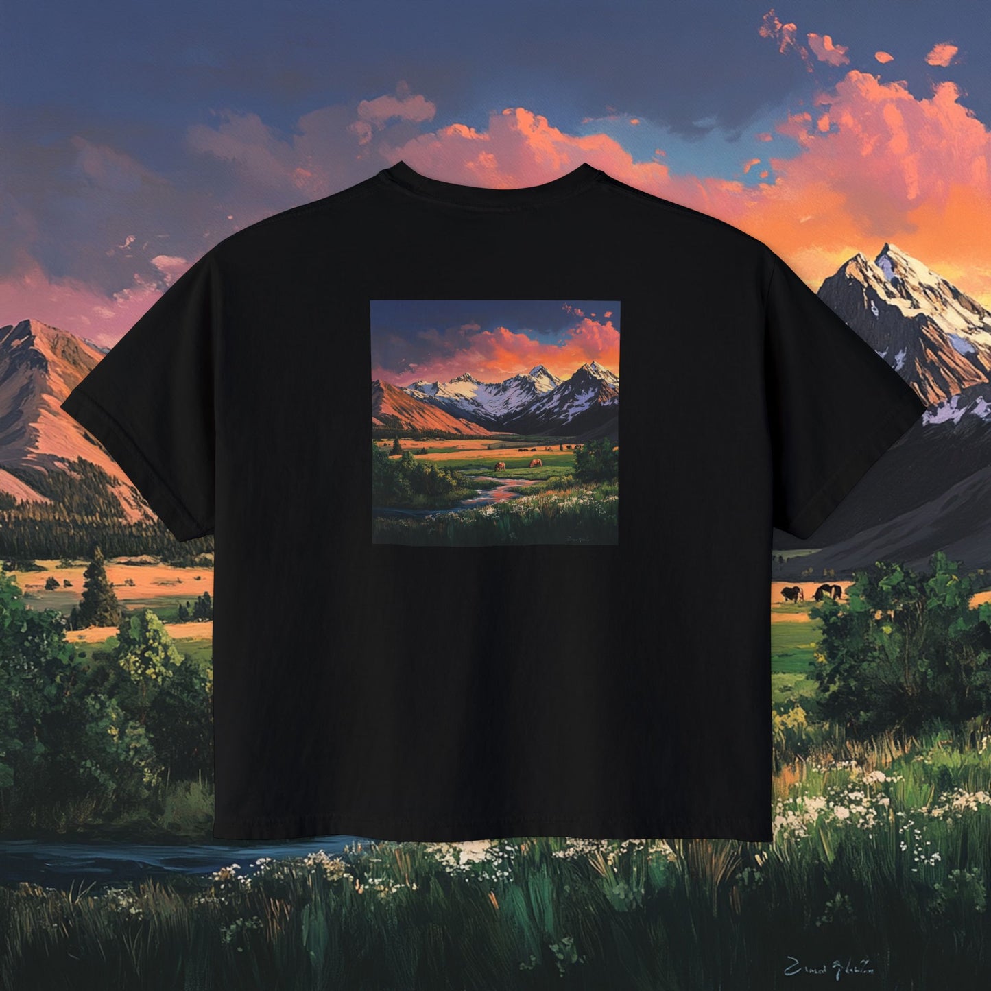 Horse Valley Sunset Boxy Tee