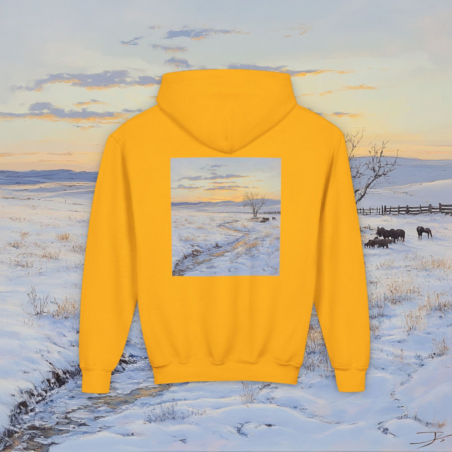 Winter Western Plains Kids Hoodie