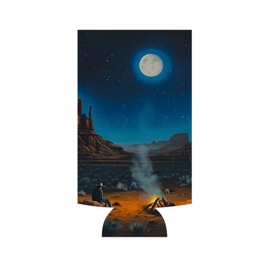 Moonlit Cowboy Campfire Slim Can Koozie