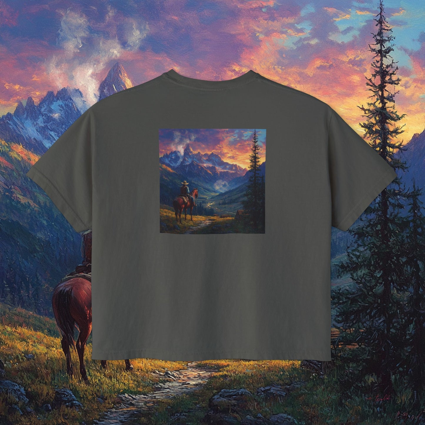 Rocky Mountain Cowboy Boxy Tee