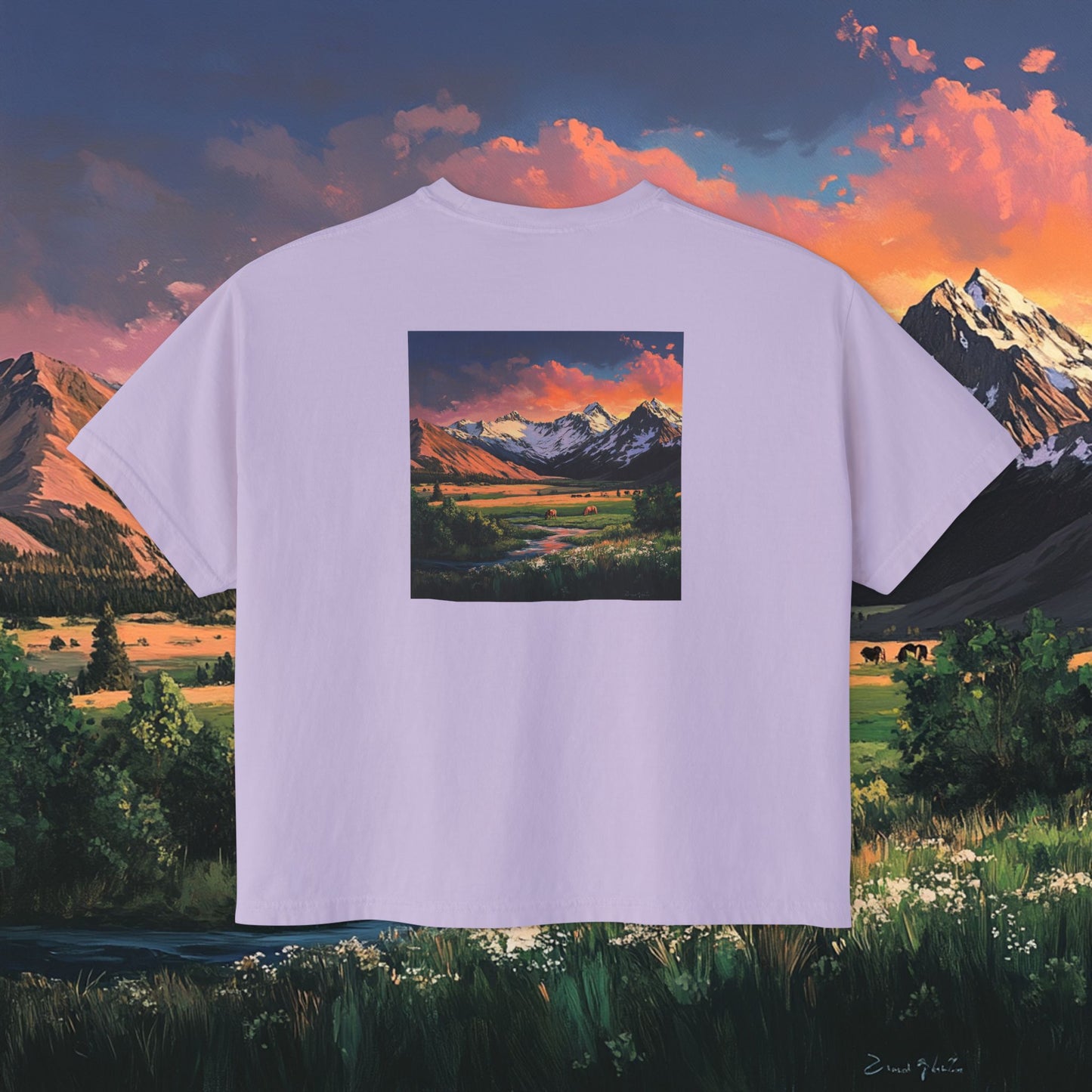Horse Valley Sunset Boxy Tee