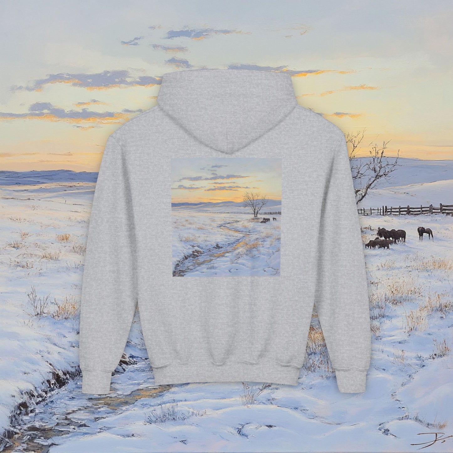 Winter Western Plains Kids Hoodie