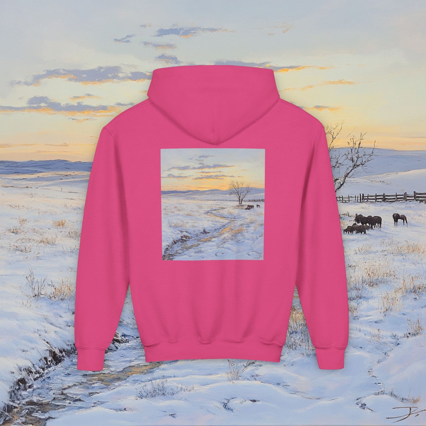 Winter Western Plains Kids Hoodie