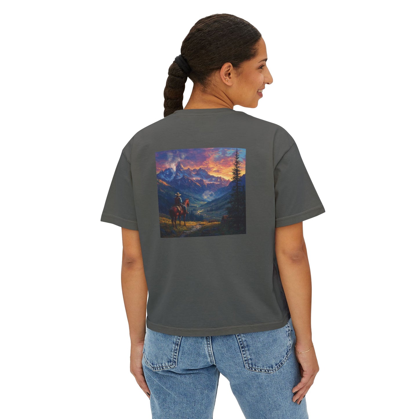 Rocky Mountain Cowboy Boxy Tee