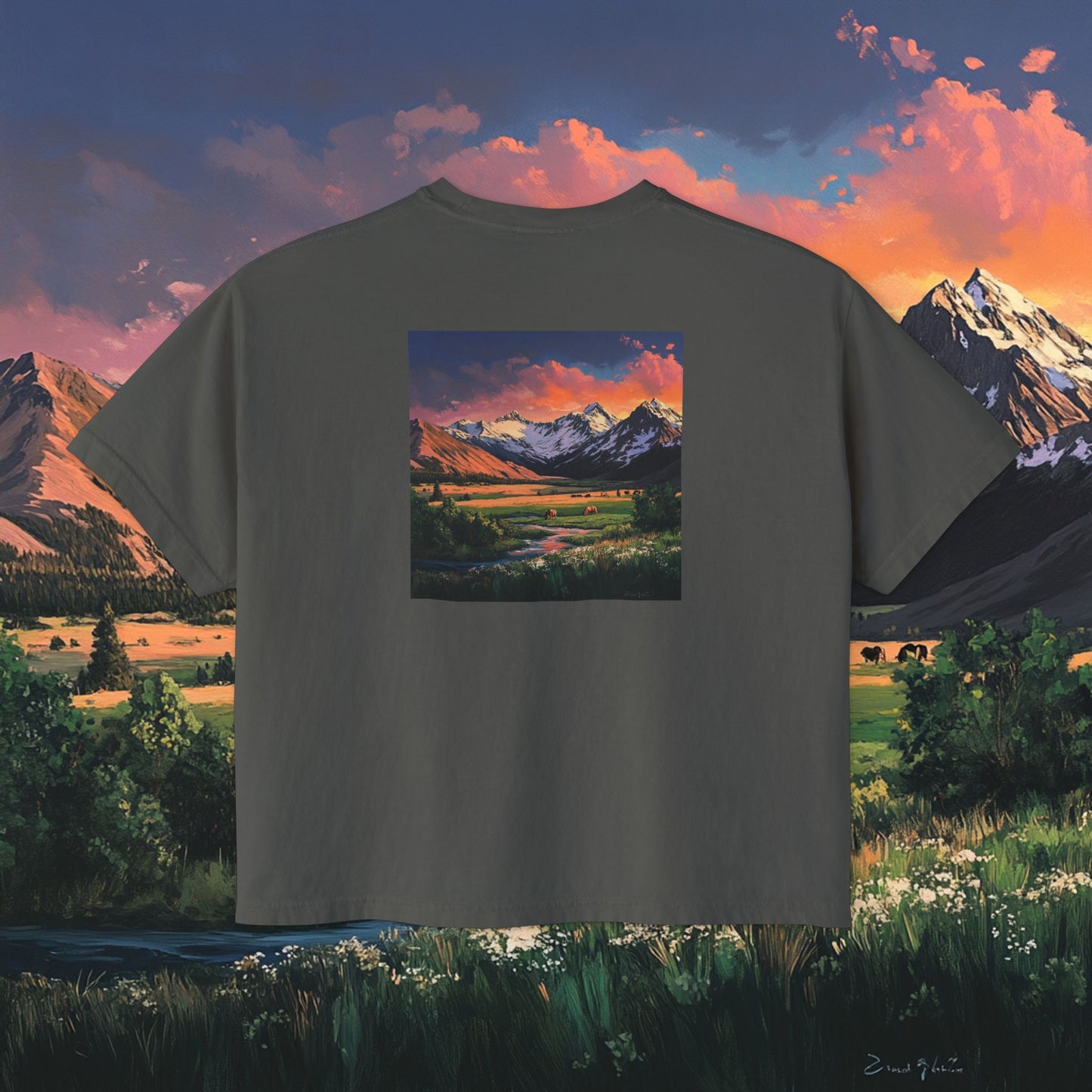 Horse Valley Sunset Boxy Tee