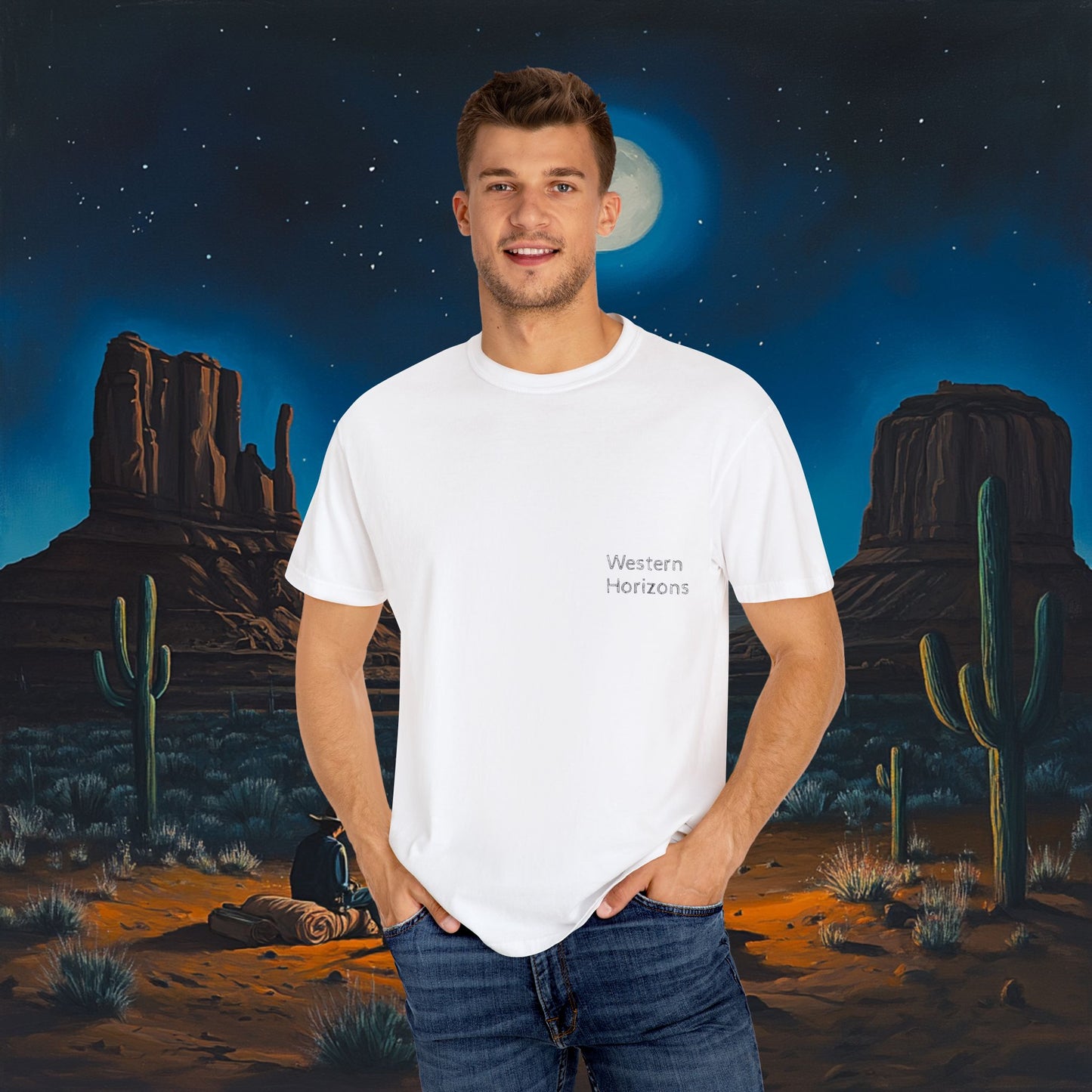 Moonlit Cowboy Campfire T-Shirt
