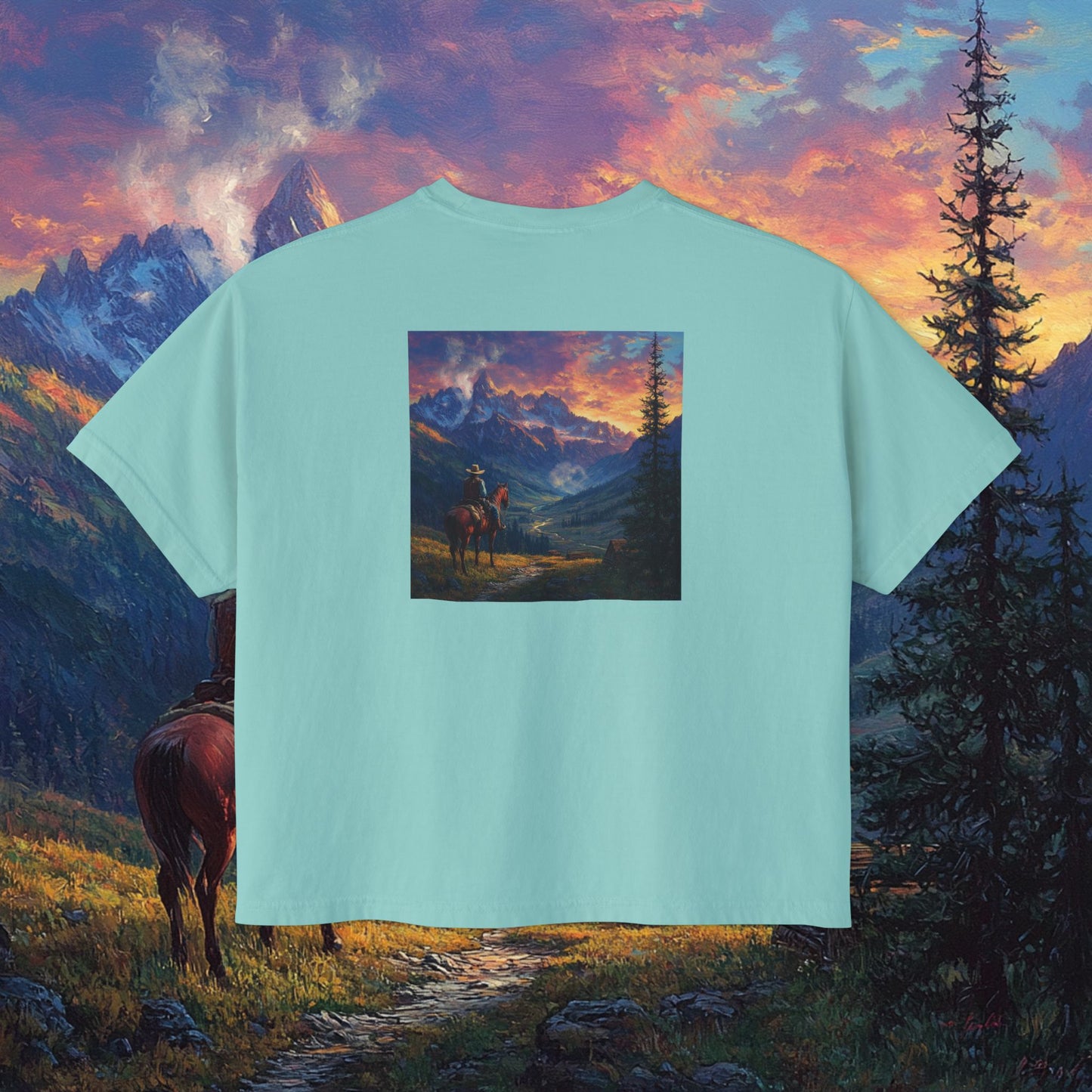 Rocky Mountain Cowboy Boxy Tee