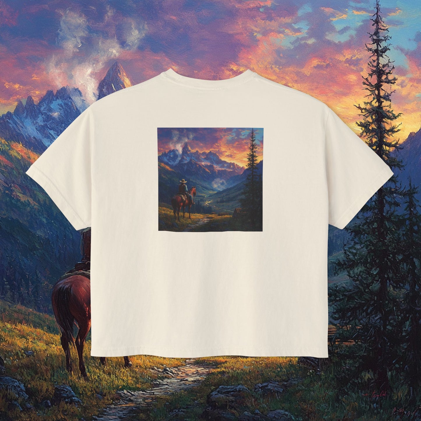 Rocky Mountain Cowboy Boxy Tee